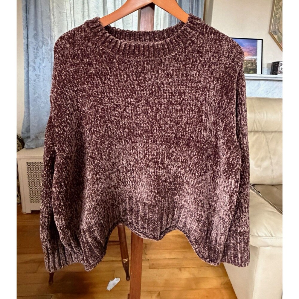 Cynthia Rowley Women’s M Brown Solid Knit Pullover Sweater Crew Neck Long Sleeve